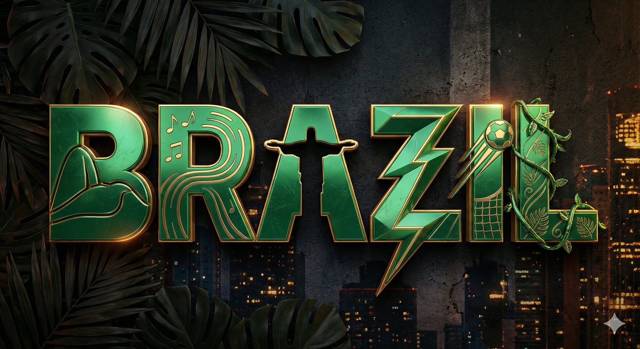 A high-quality 3D metallic typography design of the word [COUNTRY NAME], set against a dark, tex 2