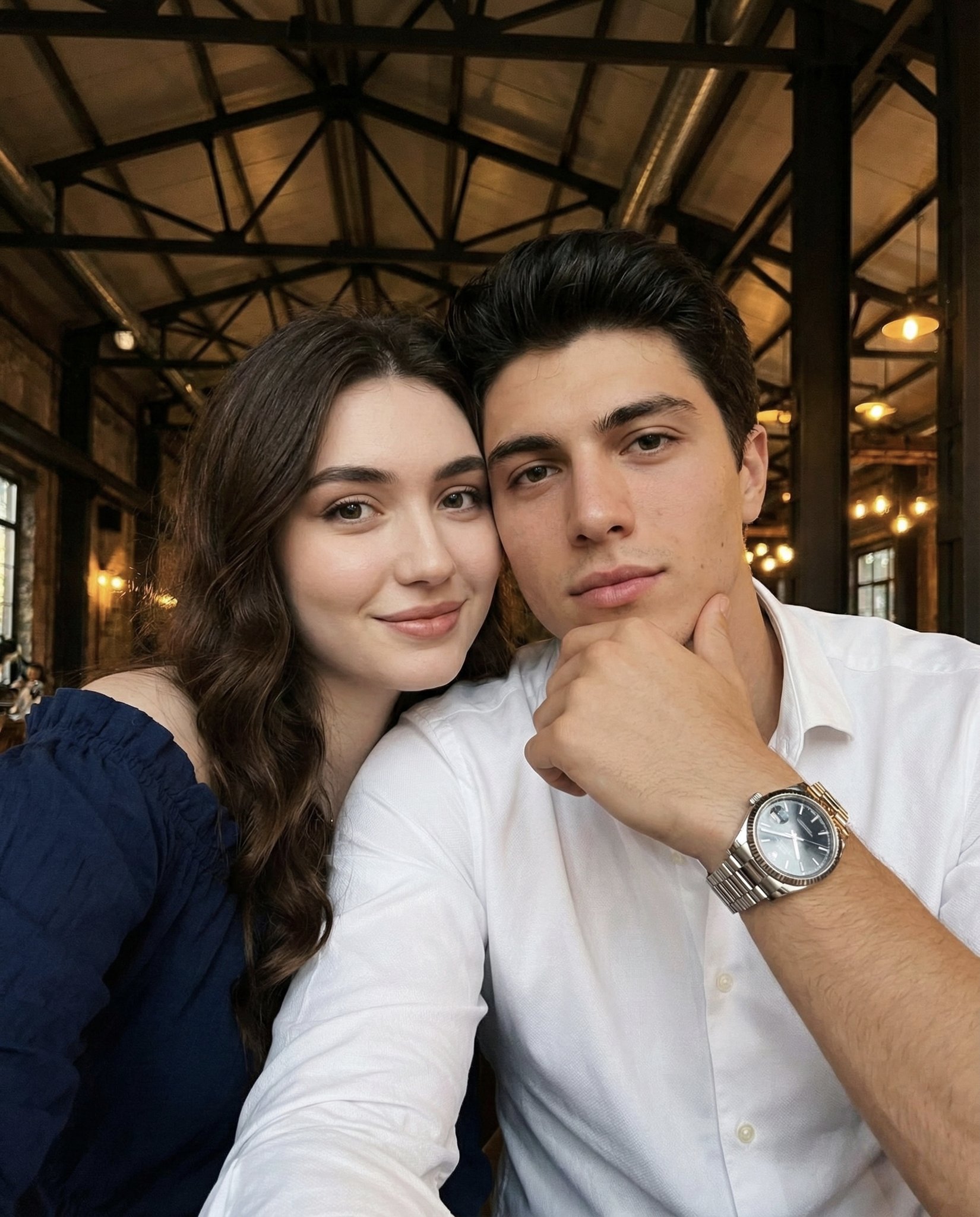 { "scene_type": "indoor close-up lifestyle selfie", "setting": { "location_type": "indoor public