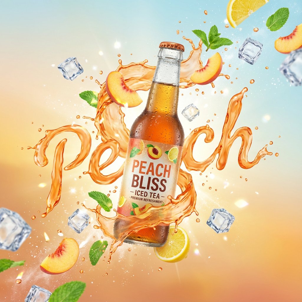 A vibrant, high-end advertising visual of a [PRODUCT NAME] can/bottle floating dynamically in th 3