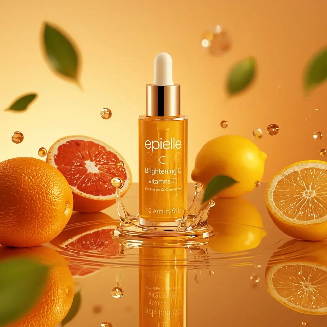Ultra-high-end photorealistic skincare product photography featuring a clear cylindrical glass d 3