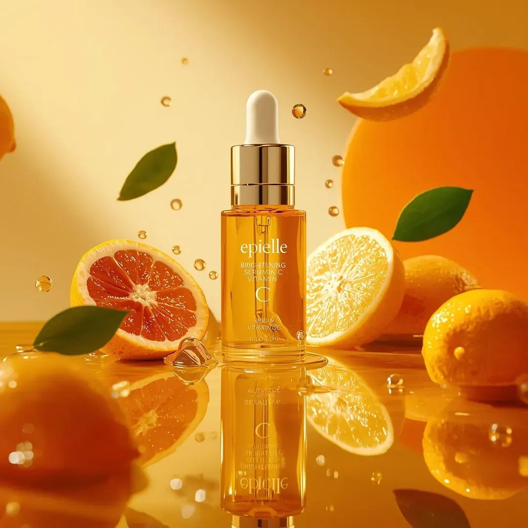 Ultra-high-end photorealistic skincare product photography featuring a clear cylindrical glass d 4