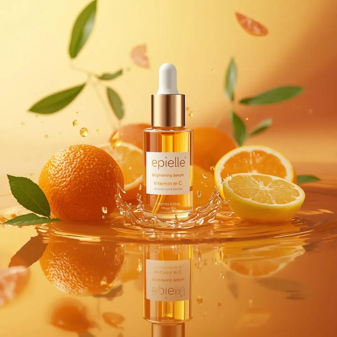 Ultra-high-end photorealistic skincare product photography featuring a clear cylindrical glass d