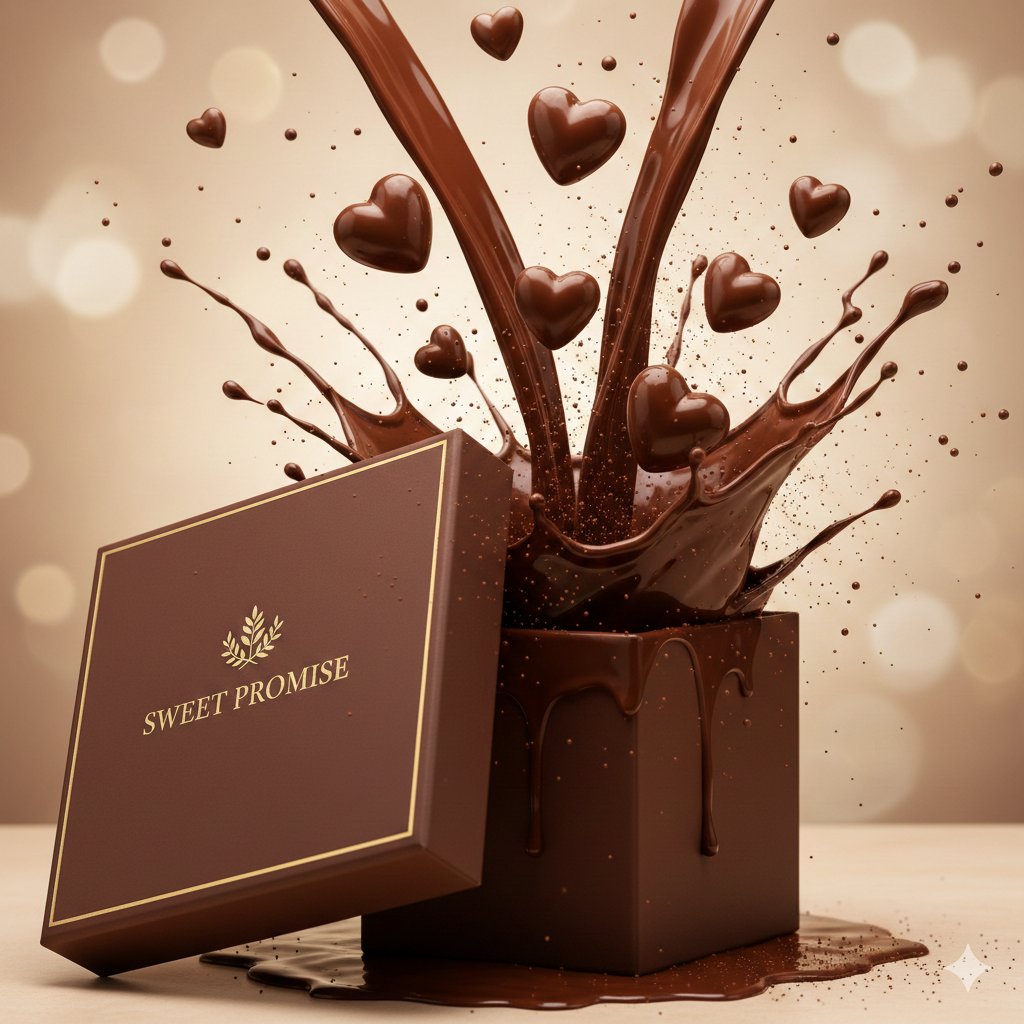A slow, sensual luxury chocolate commercial shot in ultra-high definition. The scene opens in ne