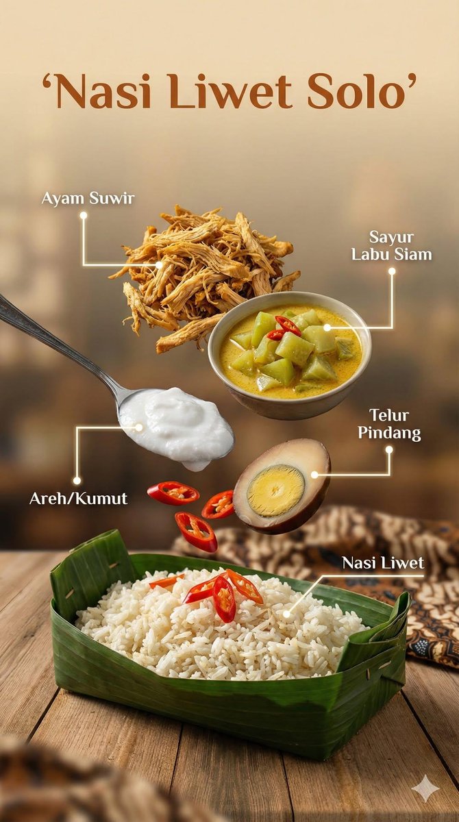 Ultra-realistic cinematic food photography of a traditional Indonesian dish, presented as a floa