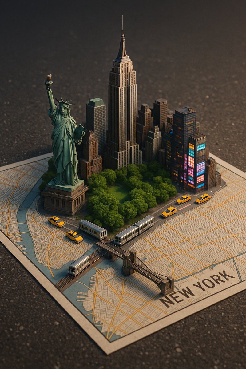 A street-style map of [CITY_NAME] placed on a {MAP_SURFACE}, with a photorealistic miniature ver 2