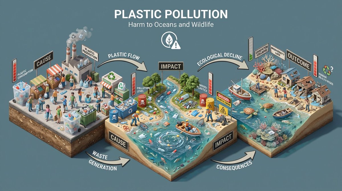 Build an isometric miniature 3D diorama explaining the environmental impact of [ACTIVITY OR PROD 4