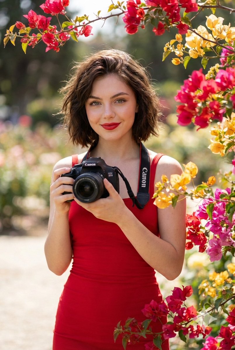 Create hyper-realistic 16k quality image of A young woman with a slightly dark messy hairstyle, 