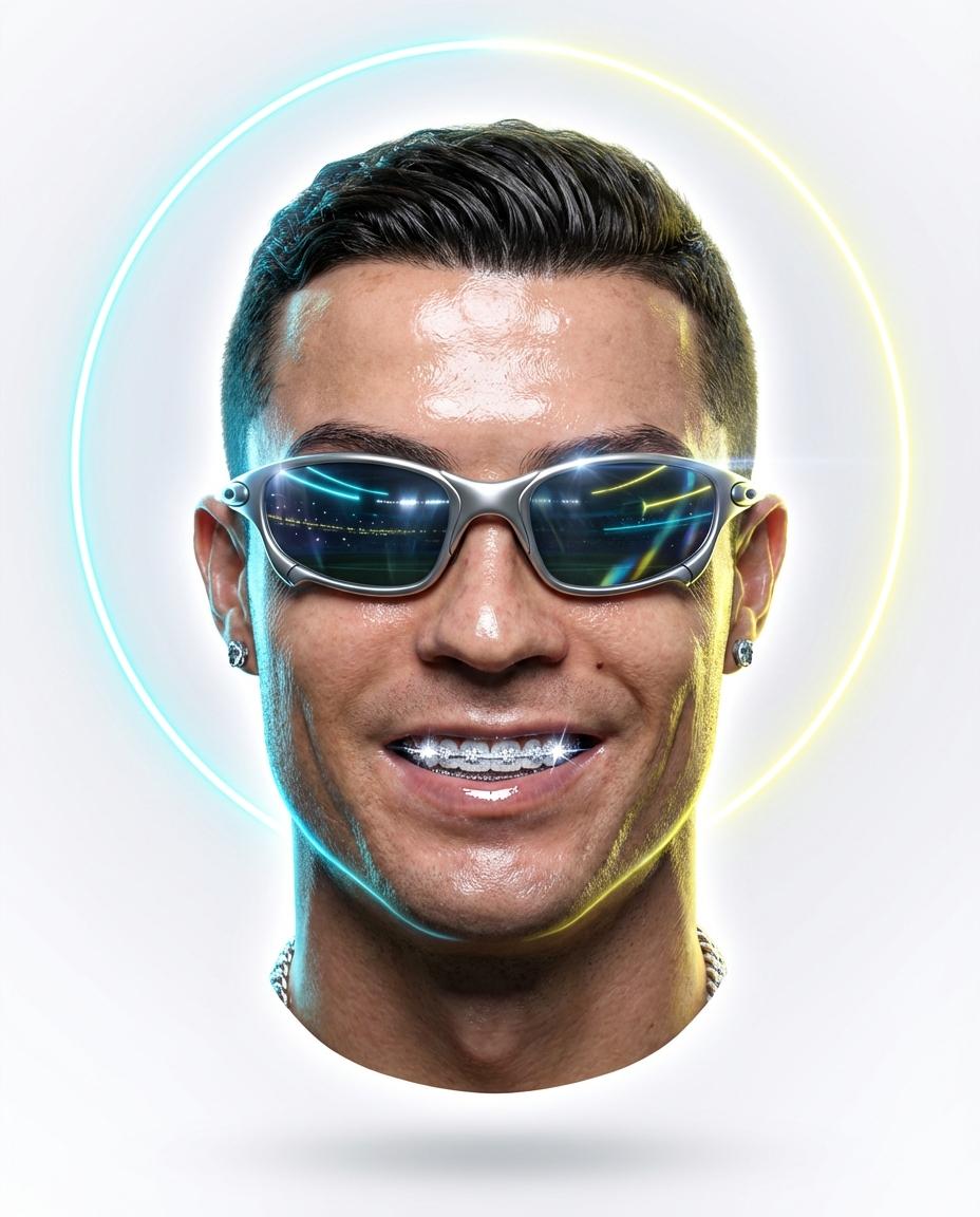 Hyper-stylized dynamic 3D floating head portrait of the attached reference image, perfectly cent 2