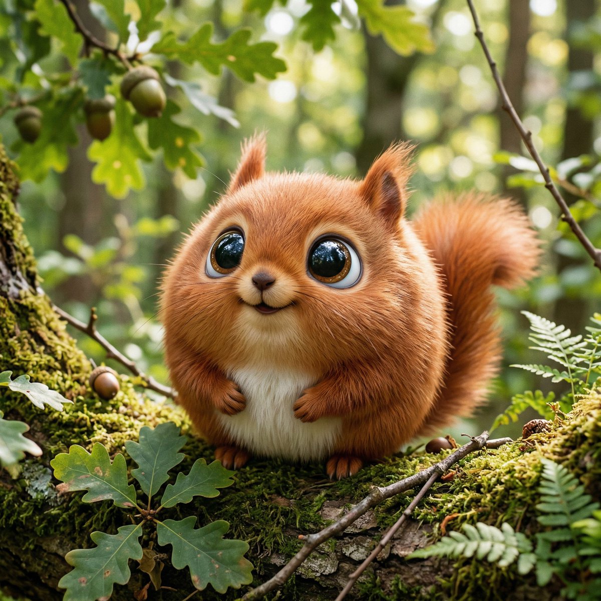 Make a photo of a cute ball-shaped version of a [animal], with big adorable over-sized eyes, it  2