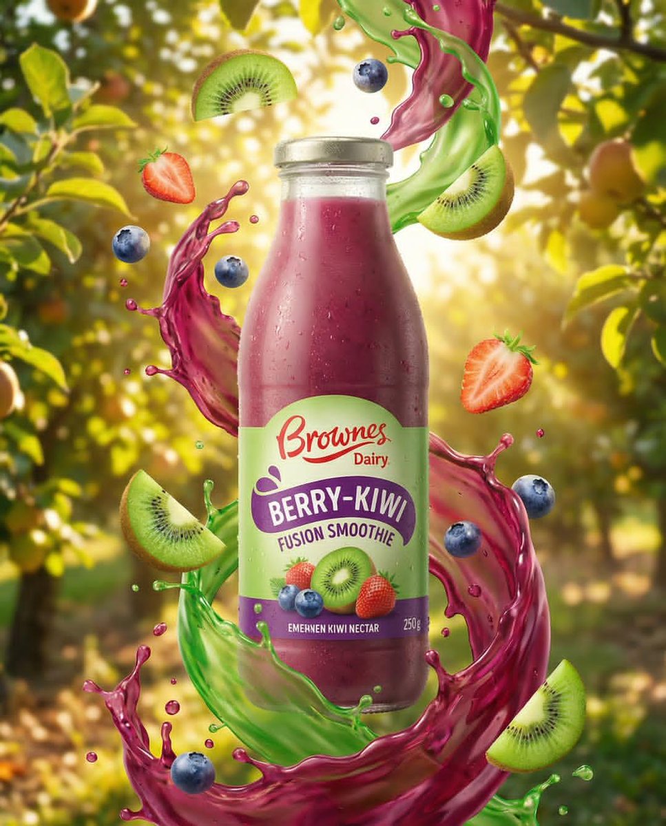 Ultra-realistic product ad of a premium fruit drink bottle, dynamic liquid splash frozen mid-air 3