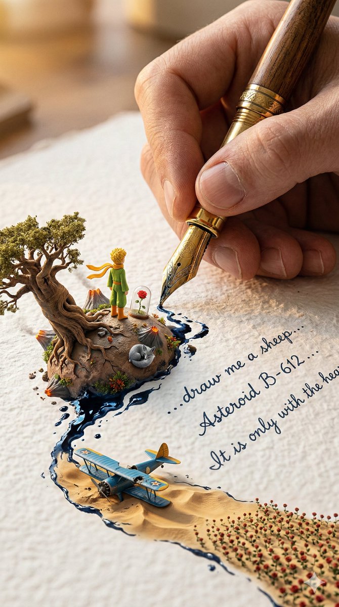 A colossal hand gripping an enormous vintage fountain pen, captured in vertical portrait format 
