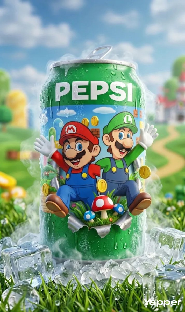 Ultra-realistic product photography of a chilled blue Pepsi can placed upright on fresh green gr 2