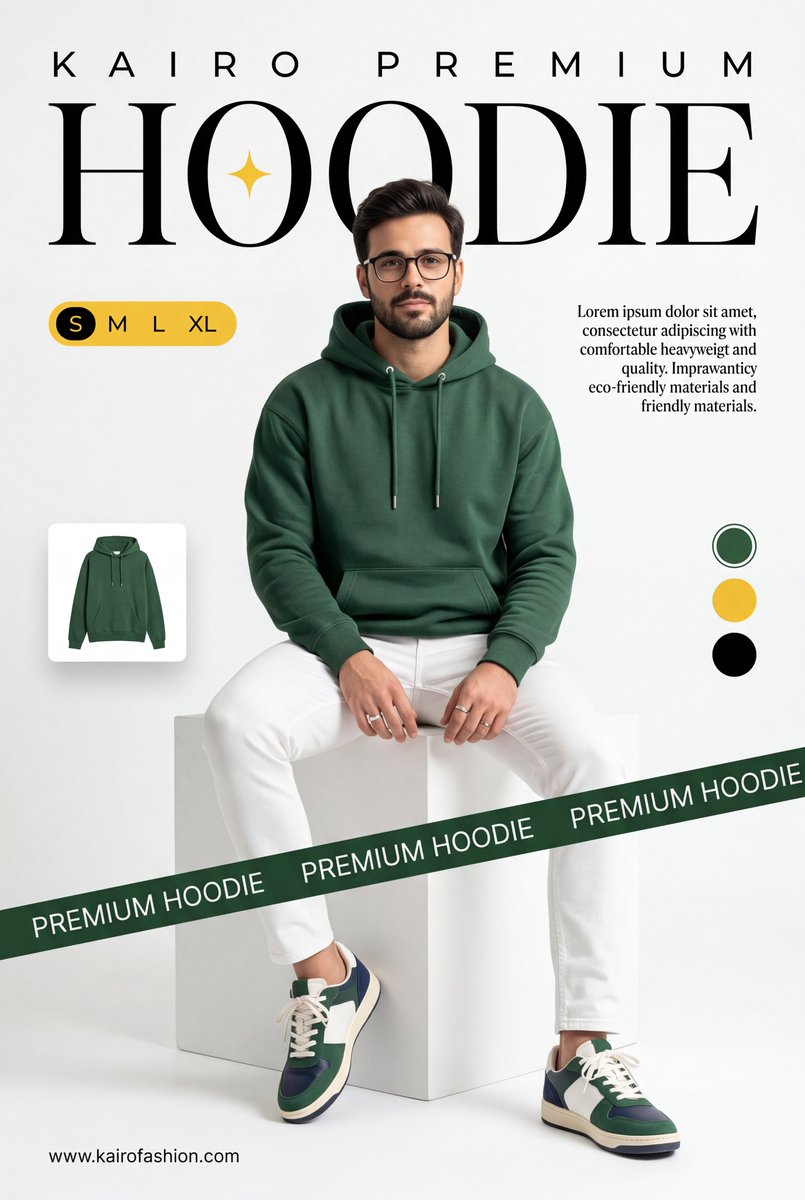 A professional commercial fashion advertisement featuring [a young male model] in the uploaded i