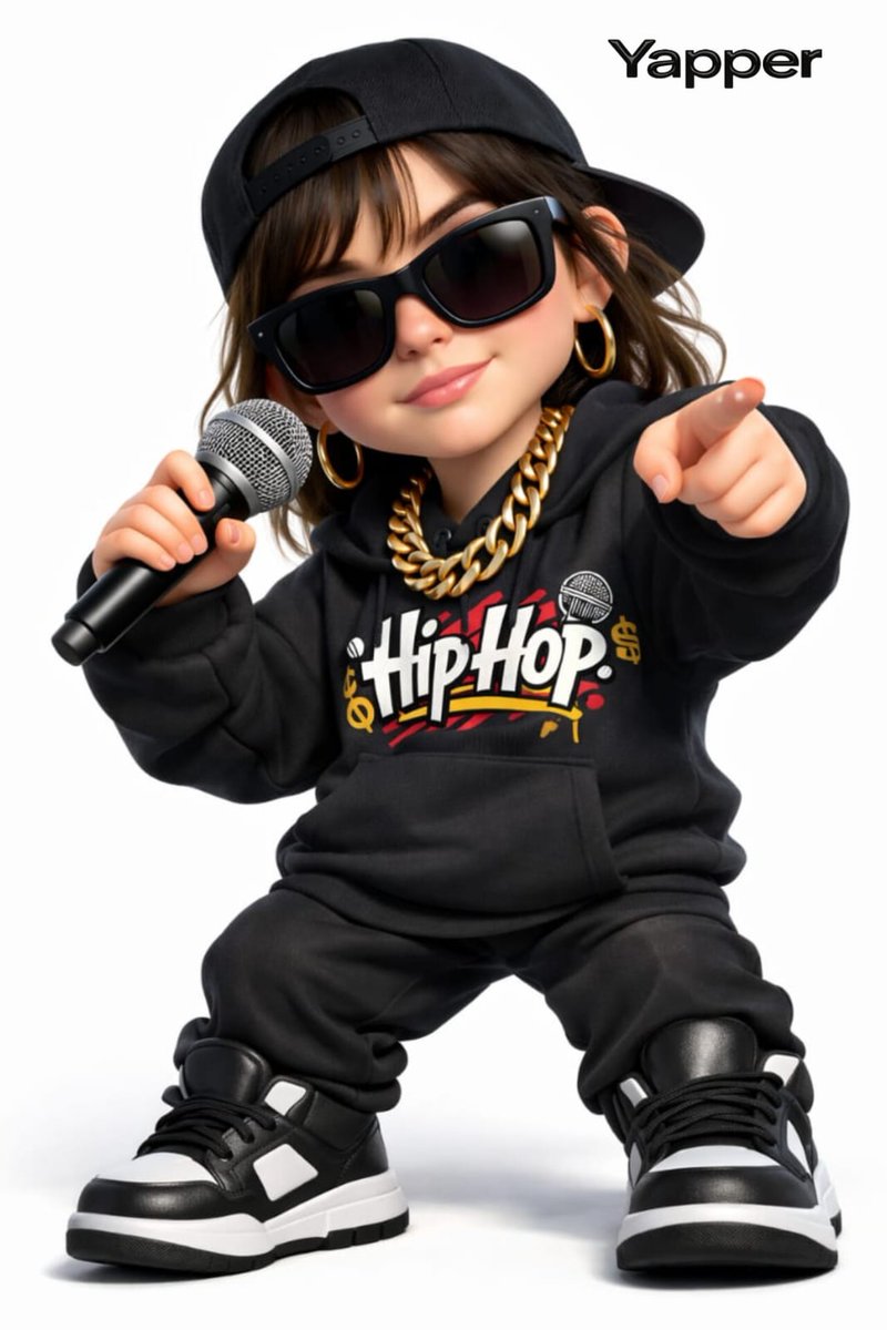 Create a 3D cartoon-style woman with a rap style (the face is inspired by the reference image).  2