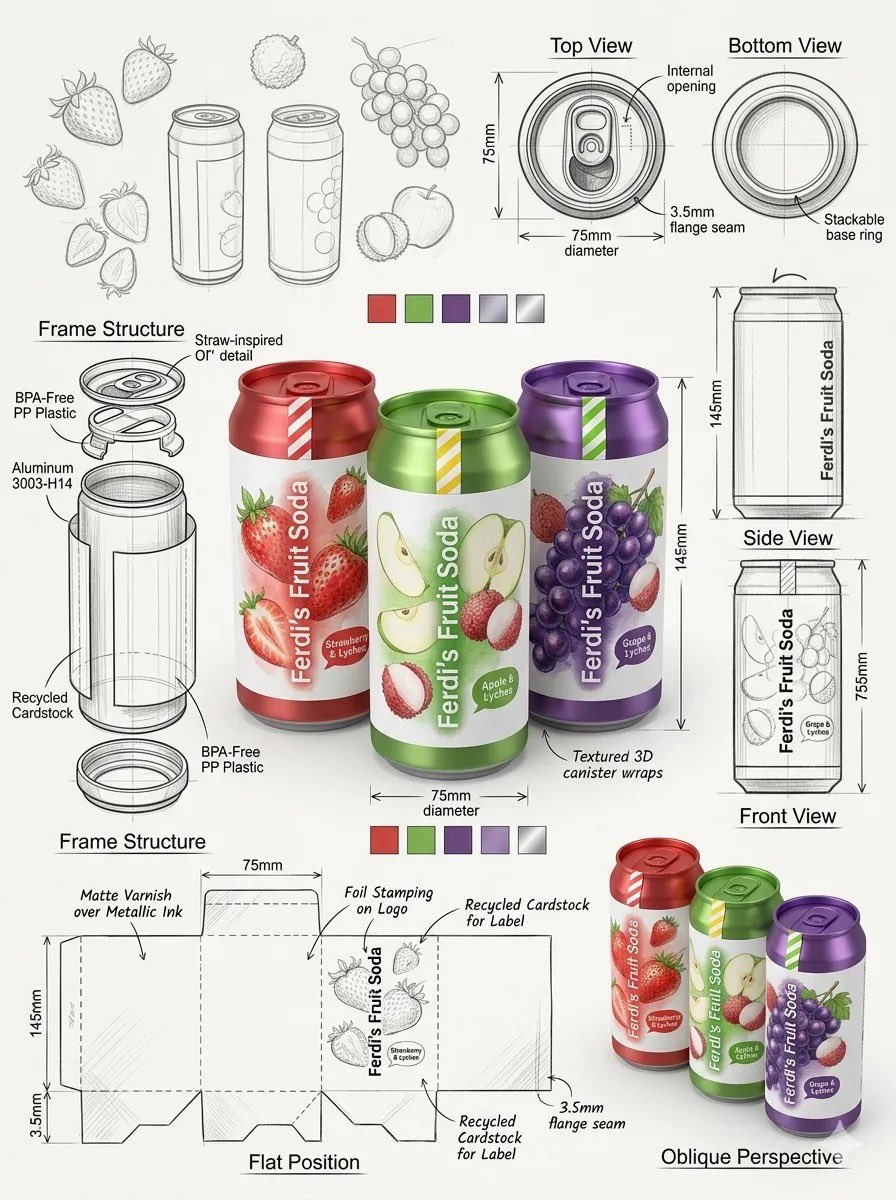 Using the attached image, create an illustration sheet of professional industrial design packagi 4
