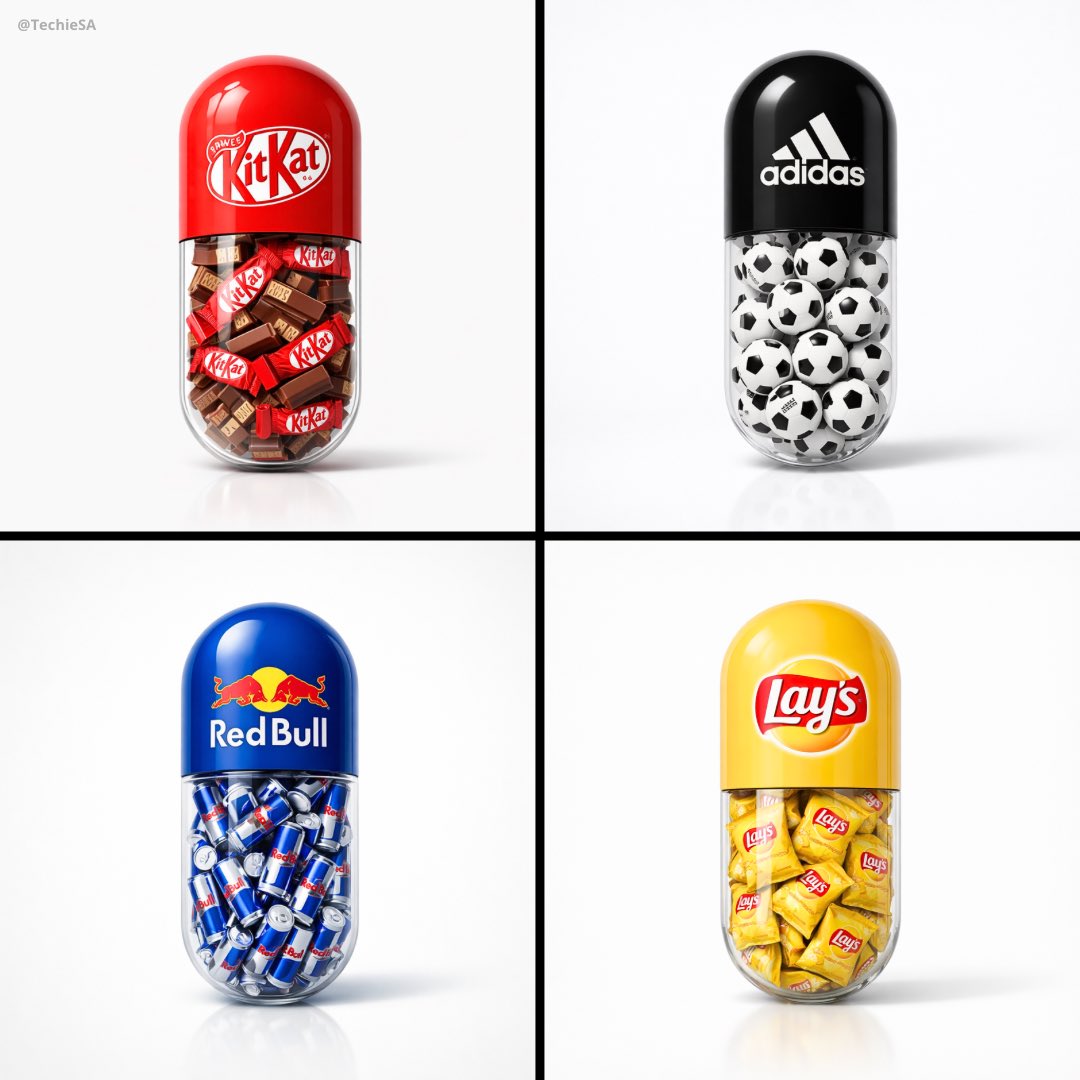 Create a minimal poster. A large capsule pill centered in the frame. The top half of the pill is