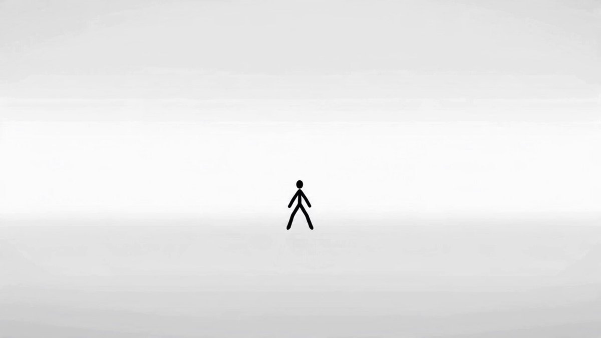 SUBJECTS: Two 2D stick fighters drawn as solid black lines on a pure white field. One is lean an