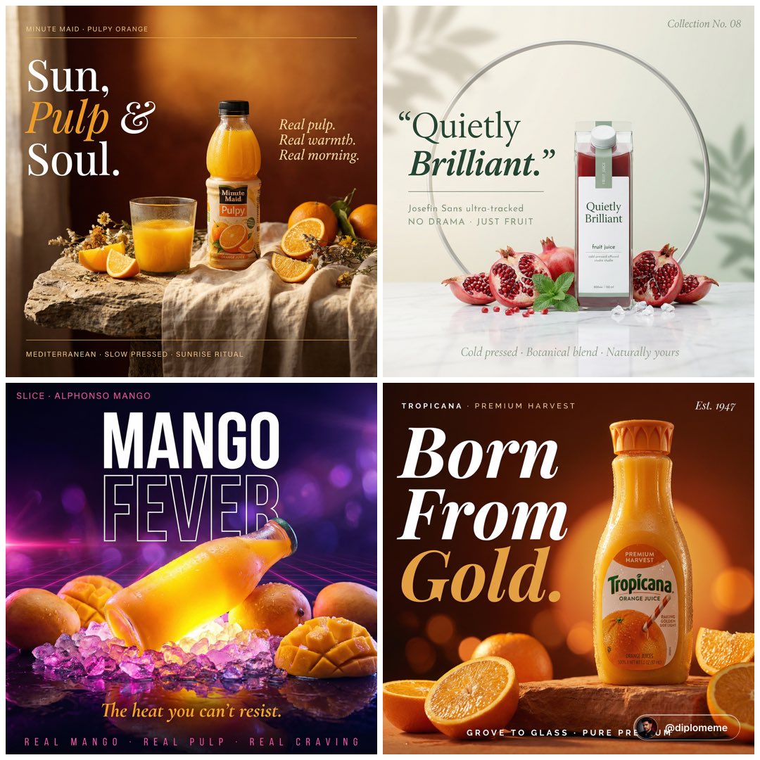 High-end cinematic campaign poster. A Minute Maid Pulpy orange bottle positioned off-center righ