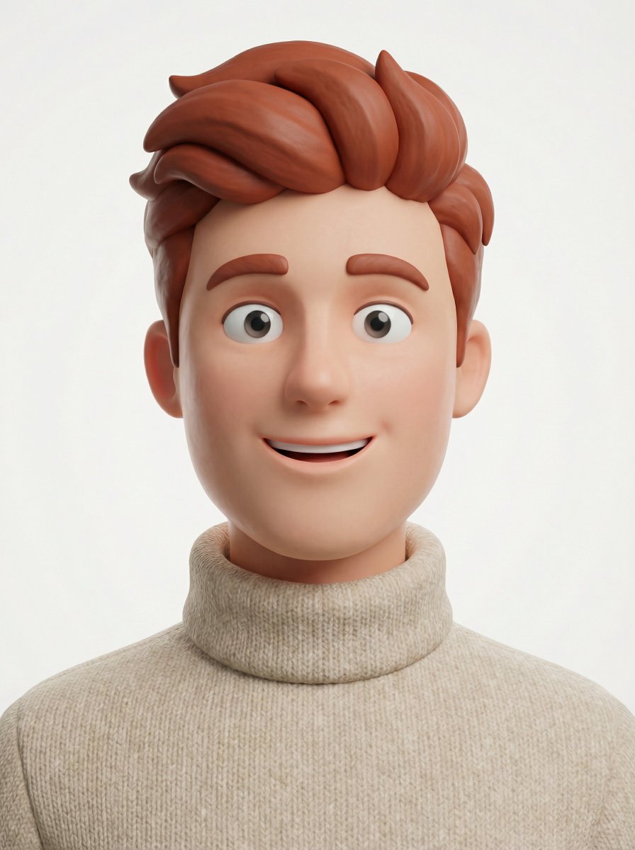 Create a head-and-shoulders Pixar-style 3D avatar of an edgy person based on the reference image 4