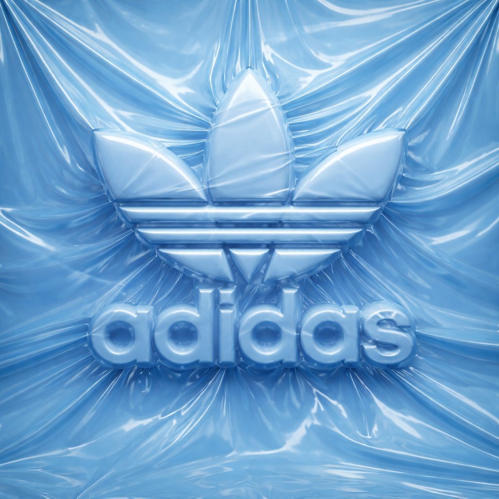 logo completely wrapped in a single layer of elastic plastic or shrink wrap. The shapes of the l