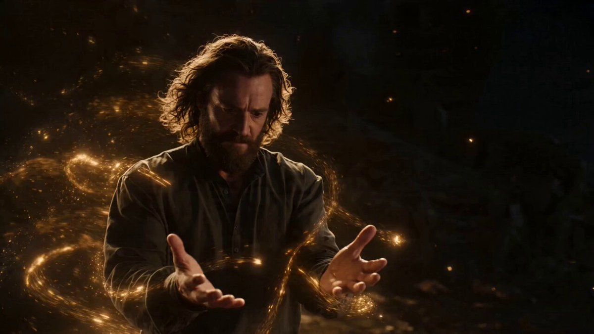 A male character creates a glowing crystal core and sends it to a female character, who absorbs 