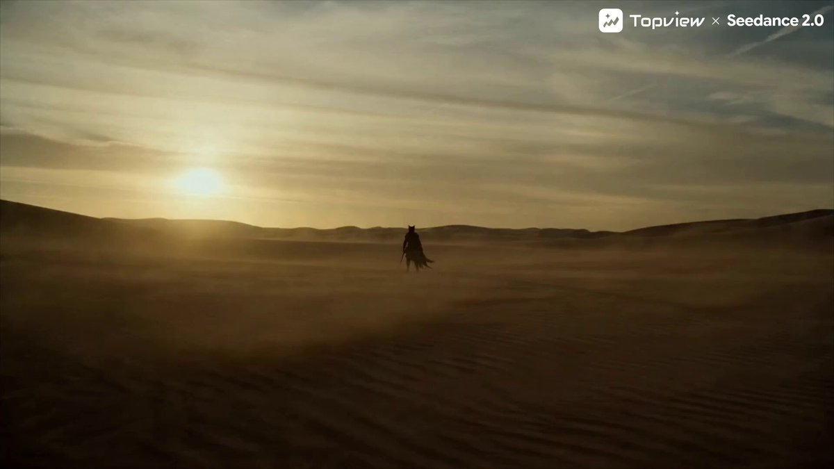 15-second Original Desert Martial Arts Short Film: A black cat warrior in light armor stands alo