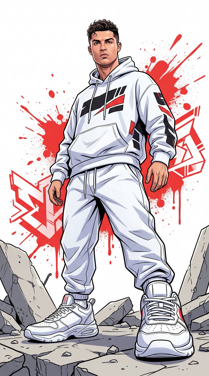 A dynamic full-body urban illustration of a man (use the exact face from the provided reference 