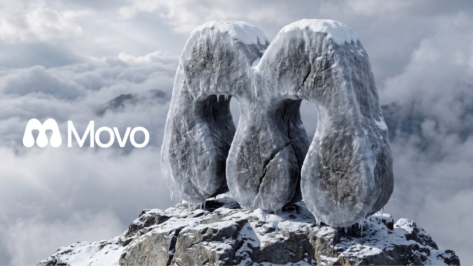 A hyper-realistic 3D render of a flat logo sculpted as a massive, frosted stone monument standin