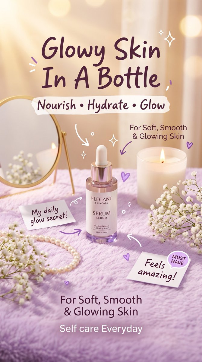 Luxury aesthetic skincare advertisement,soft pastel background, warm golden sunlight, dreamy sof 2