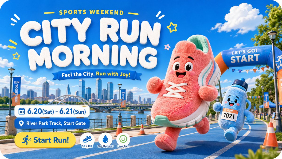 Create a 9:16 image in the "Plush City Festival Mobile Poster" style. 2