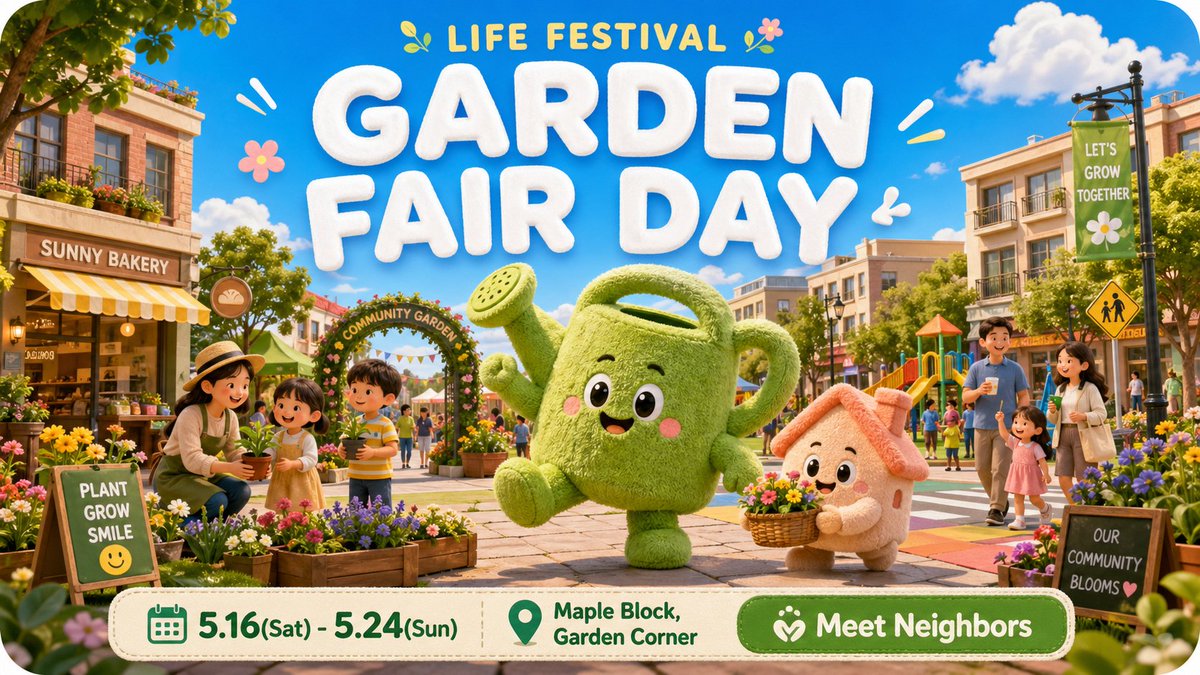 Create a 9:16 image in the "Plush City Festival Mobile Poster" style. 4