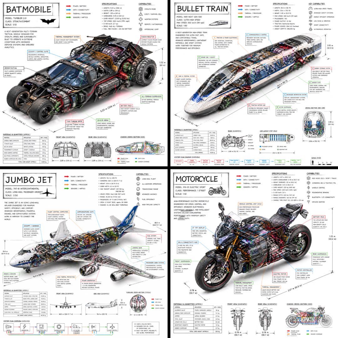 Create a technical infographic of [VEHICLE] with a 45-degree isometric 3D perspective showing th