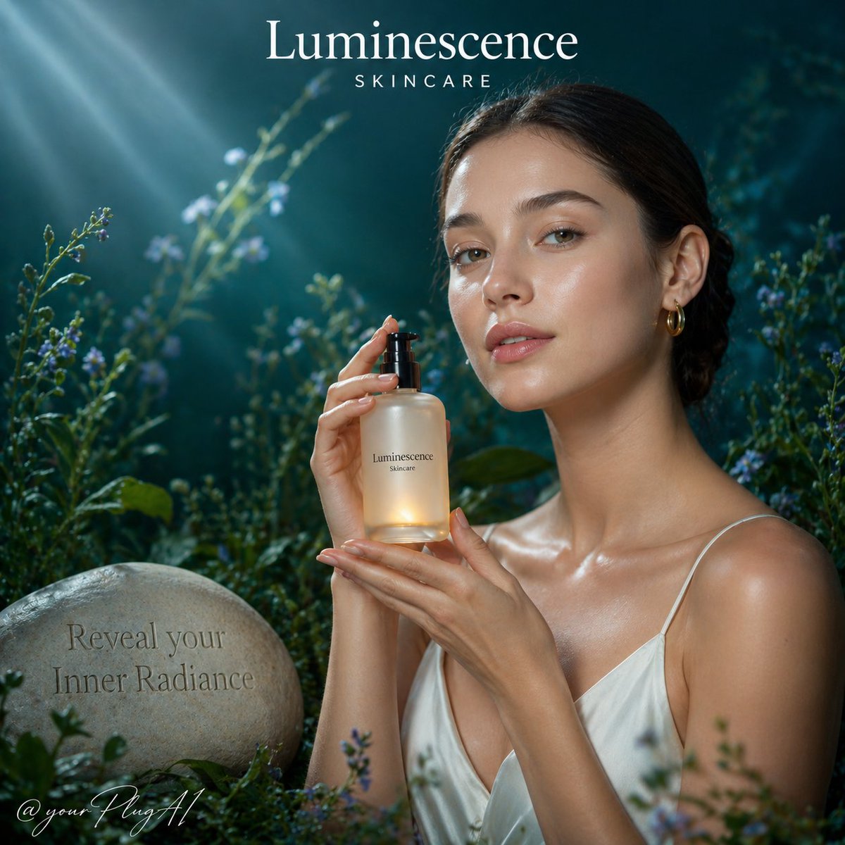 A high-end luxury skincare campaign portrait featuring [MODEL_DESCRIPTION] with [SKIN_TEXTURE_AN 2