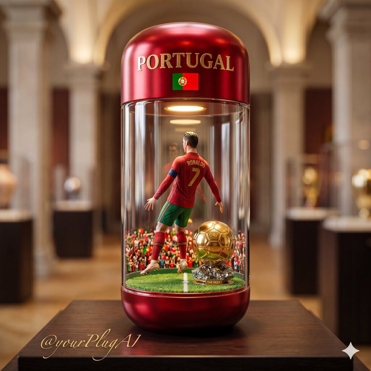 A hyper-realistic macro commercial product photograph of a large [capsule/dome/display object] d