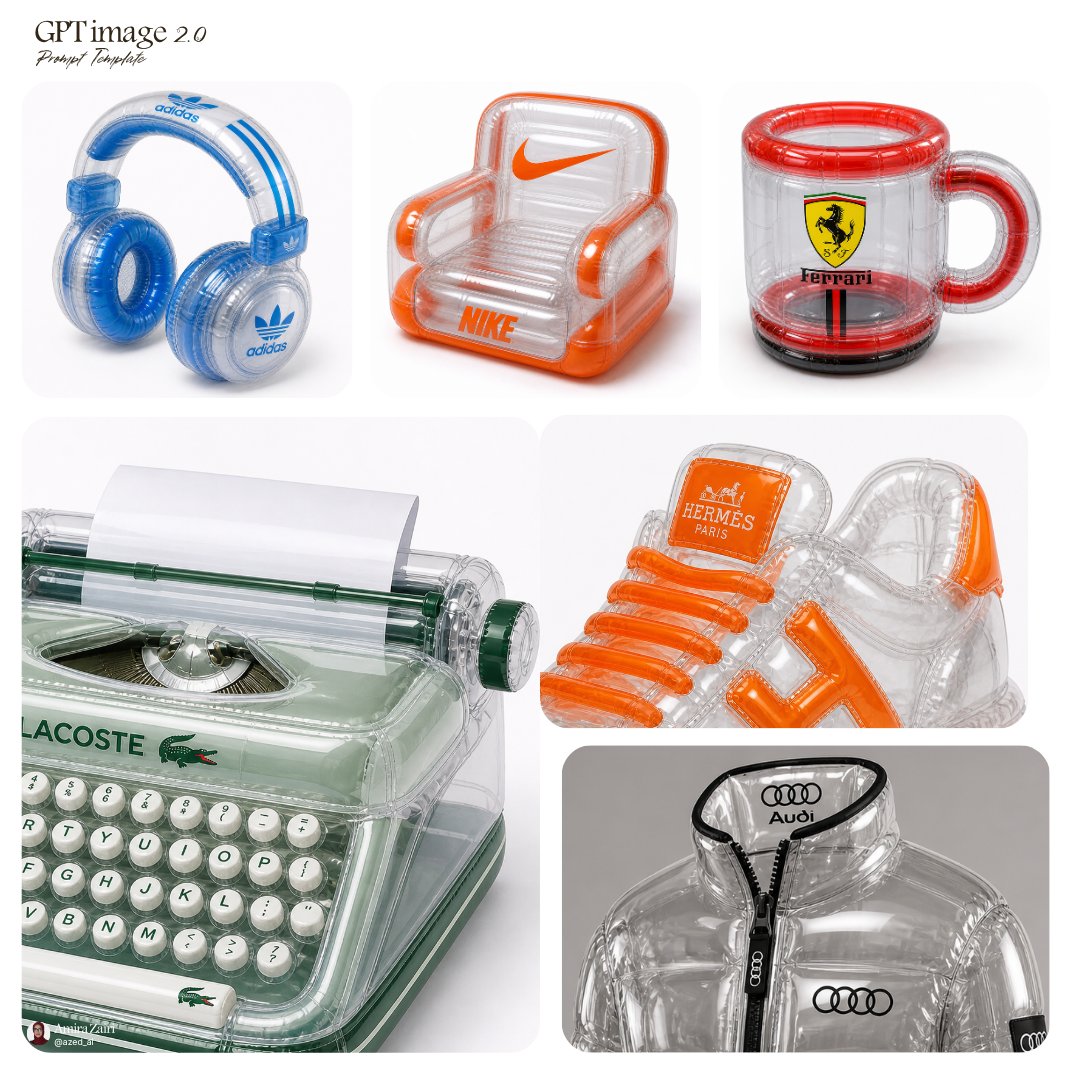 inflatable [product], transparent plastic material, high-gloss reflective surface, visible seams