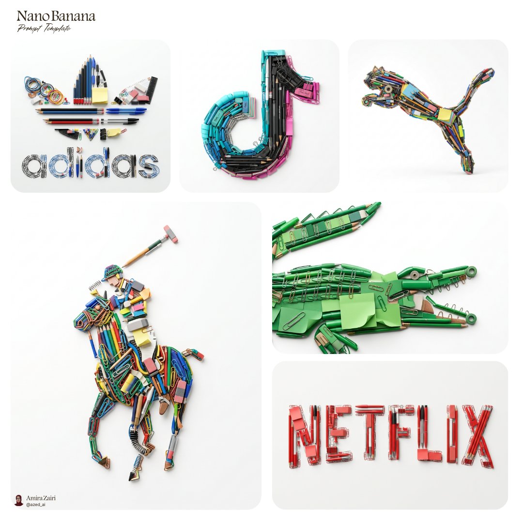 Create an ultra-detailed hyper-realistic 3D render of [logo], built from minimal everyday statio