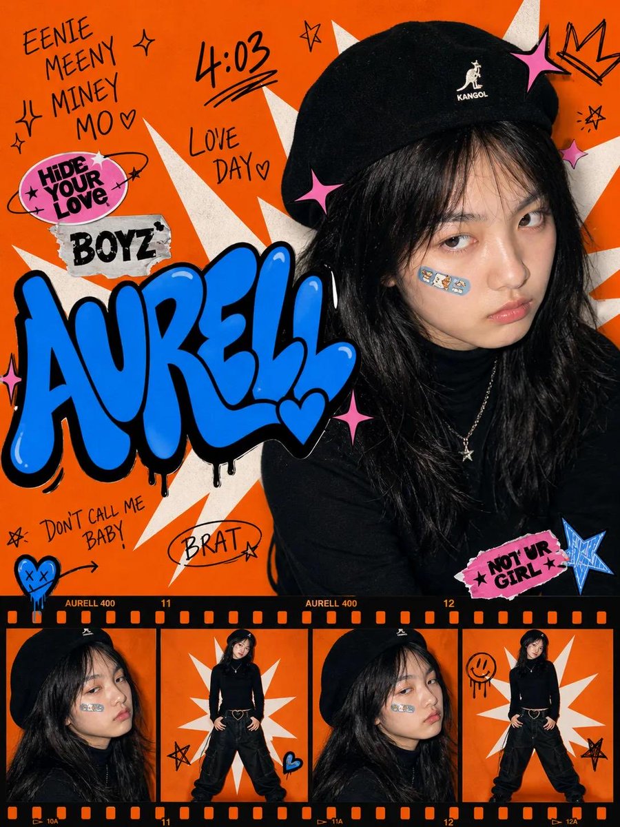 Create a bold Y2K pop-street editorial collage featuring a young person as the central subject,  3