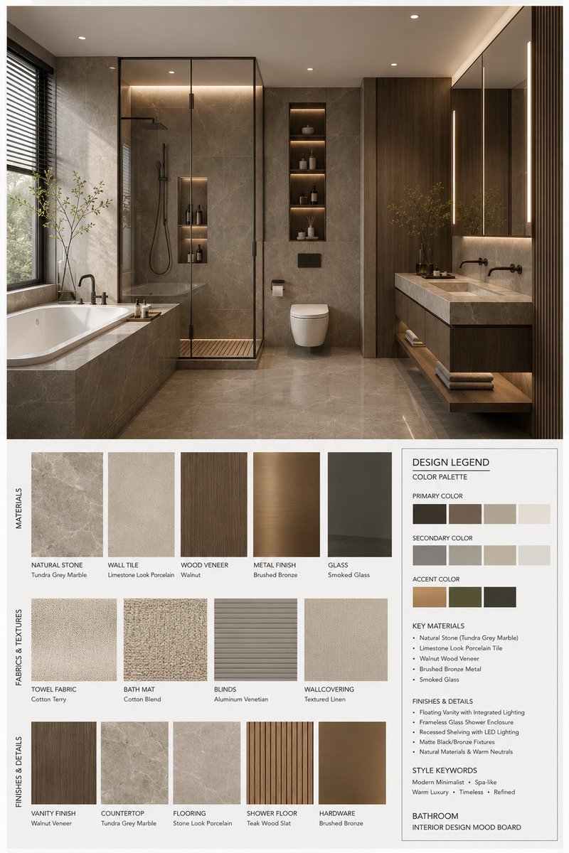 你是一名专业的室内设计 Mood Board 创作者。请基于用户提供的 [Space Type] 室内设计照片，生成一张 竖版 3:4 的高端室内设计情绪板。整体视觉参考专业室内设计提案图，呈