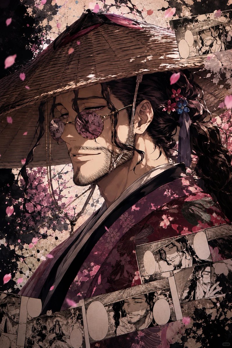 超高细节二次元热血漫画风角色海报，少年死神角色正面半身特写，橙色炸毛短发，琥珀色眼睛，佩戴黑色圆框复古墨镜，冷峻严肃表情，正中央对称构图，镜头直视观众，强烈压迫感。 2