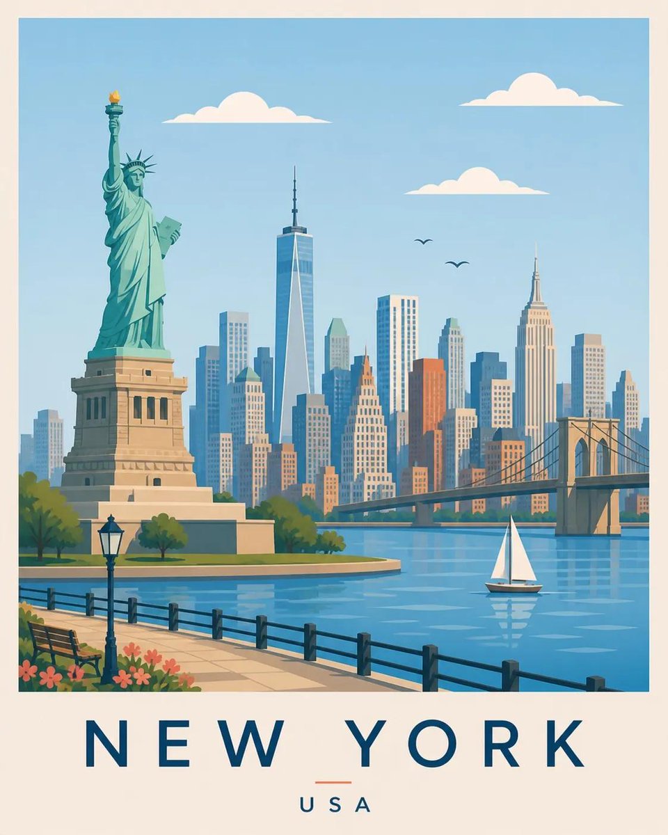 Create a premium editorial travel poster illustration of [DESTINATION]. 2