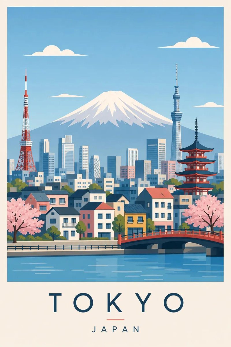 Create a premium editorial travel poster illustration of [DESTINATION]. 4