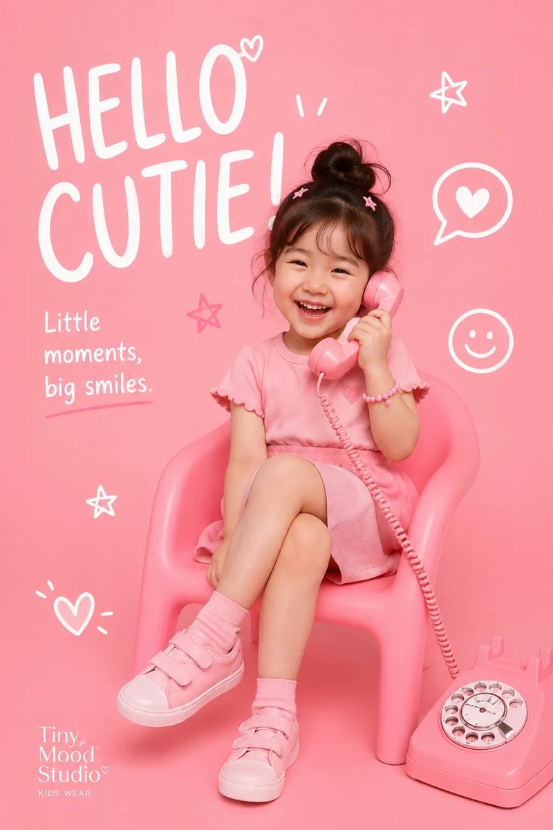 Create a premium playful kids-fashion editorial poster for [BRAND NAME].