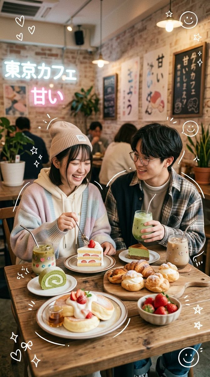 Ultra-realistic cozy Japanese-Korean café photography featuring a cute young [Japanese/Korean] c 4