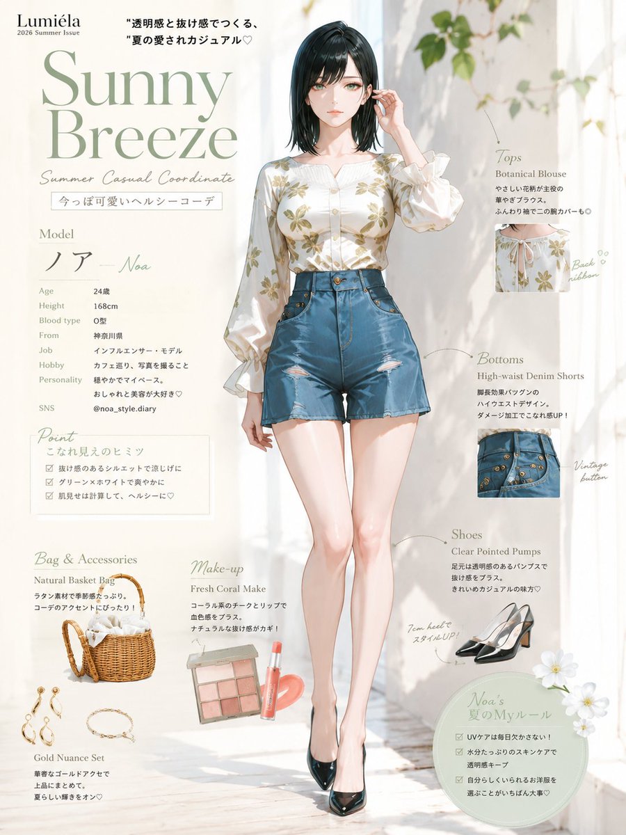 A stylish young woman with sleek, dark violet hair stands in a minimalist, sun-drenched outdoor  4