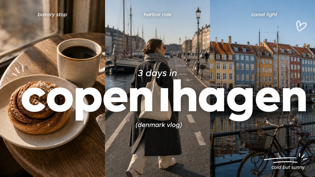 Create a 9:16 image in the "Clean Triptych Travel Vlog Thumbnail" style.