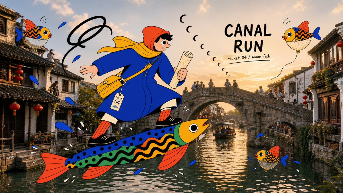 Create an image in the "Surreal Fish Doodle Landmark Photo Collage" style.