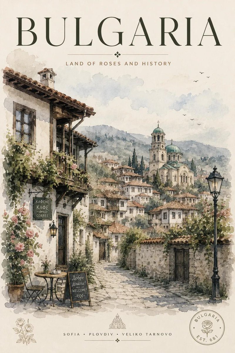 Vintage watercolor travel poster illustration, elegant European travel postcard aesthetic, soft  2