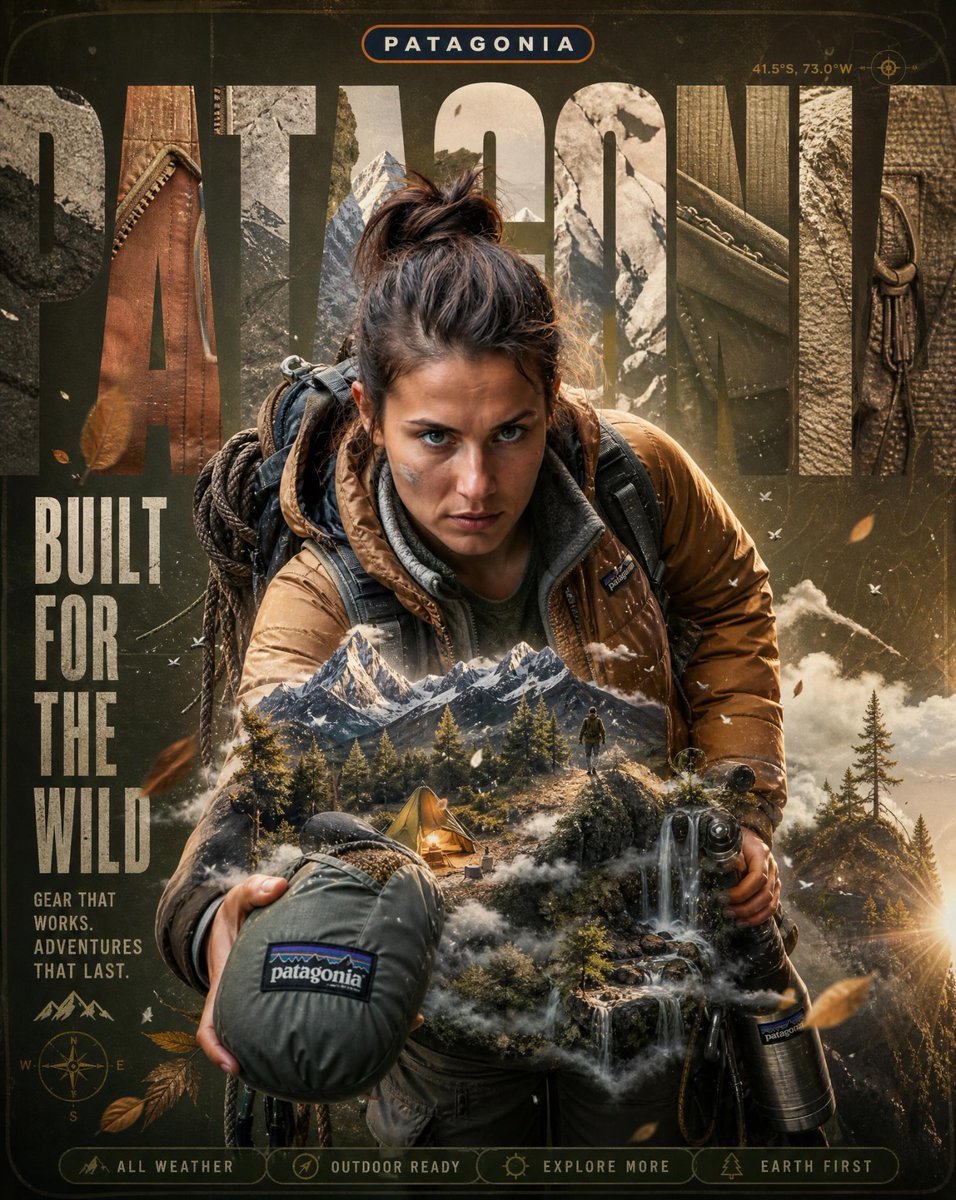 A hyper-detailed surreal advertising poster for The North Face. 2