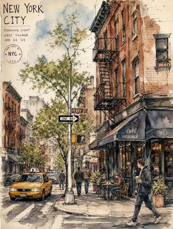 [CITY NAME] minimalist urban travel sketch poster, drawn like a real location sketch captured by 2