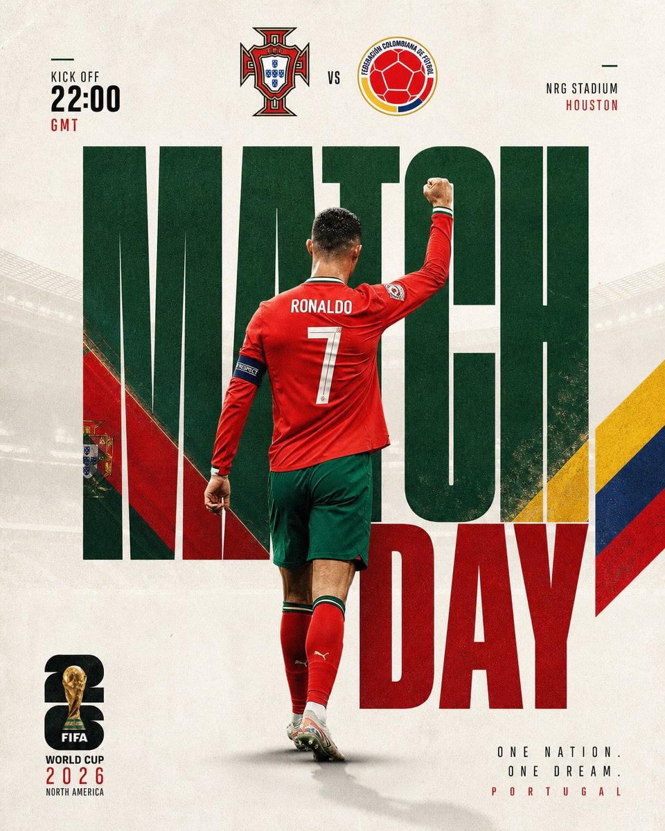 Ultra-realistic football match day poster design, Cristiano Ronaldo seen from the back wearing P
